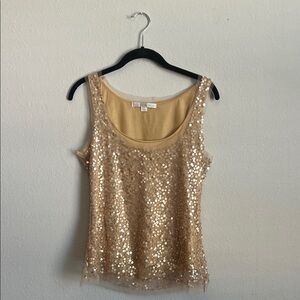 Boston Proper Gold Sequin Tank Top